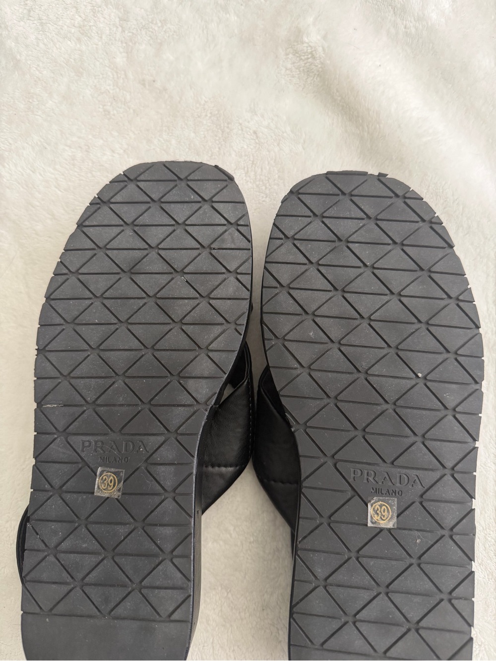 Prada Black Leather Crisscross Platform Slingback Sandals - Picture 5 of 5